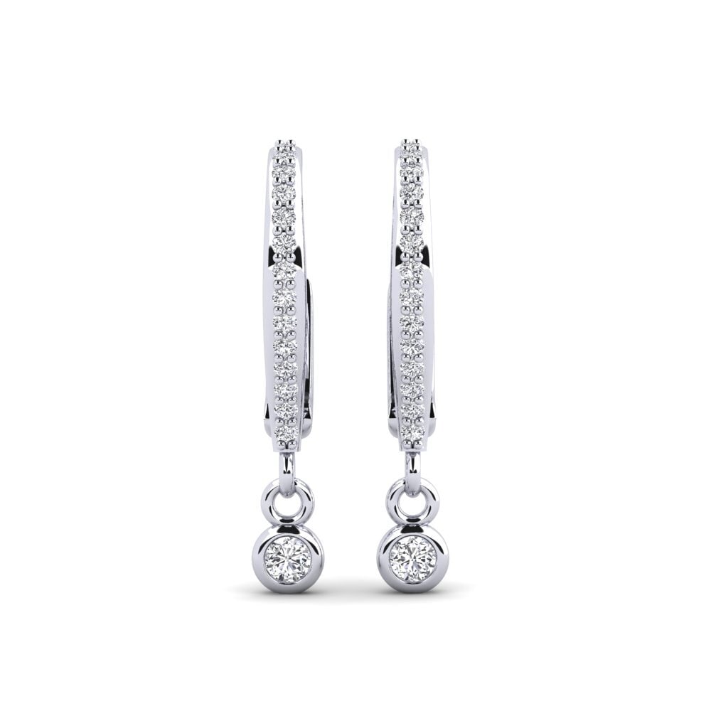 14k White Gold Diamond Women's Earring Bola