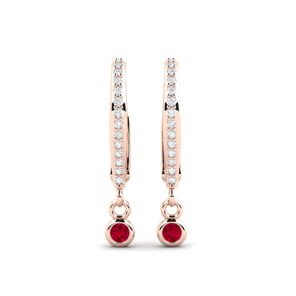 14ct Rose Gold Ruby Women's Earring Bola
