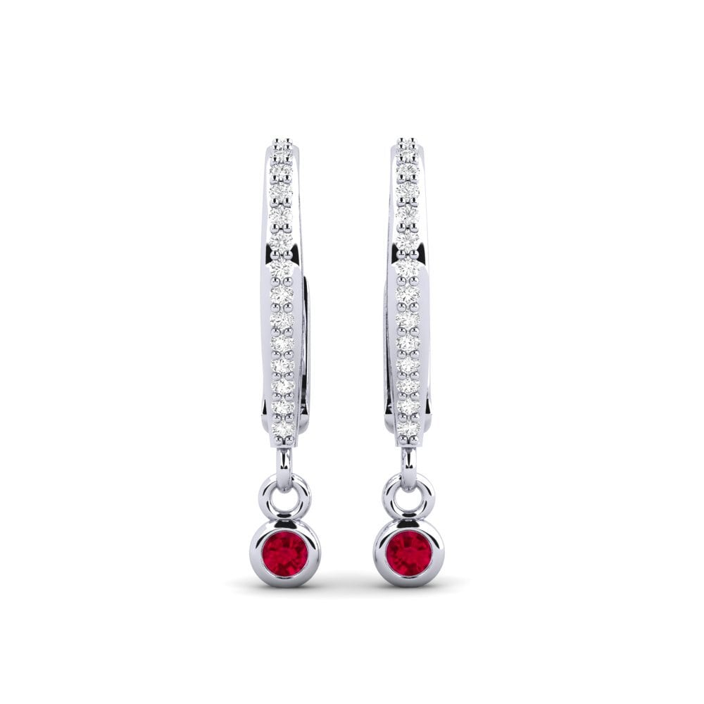 950 Platinum Ruby Women's Earring Bola