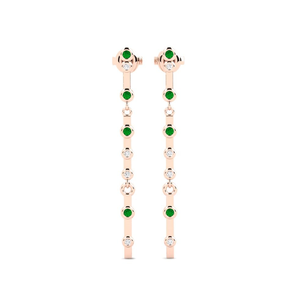 14ct Rose Gold Emerald Women's Earring Bolla