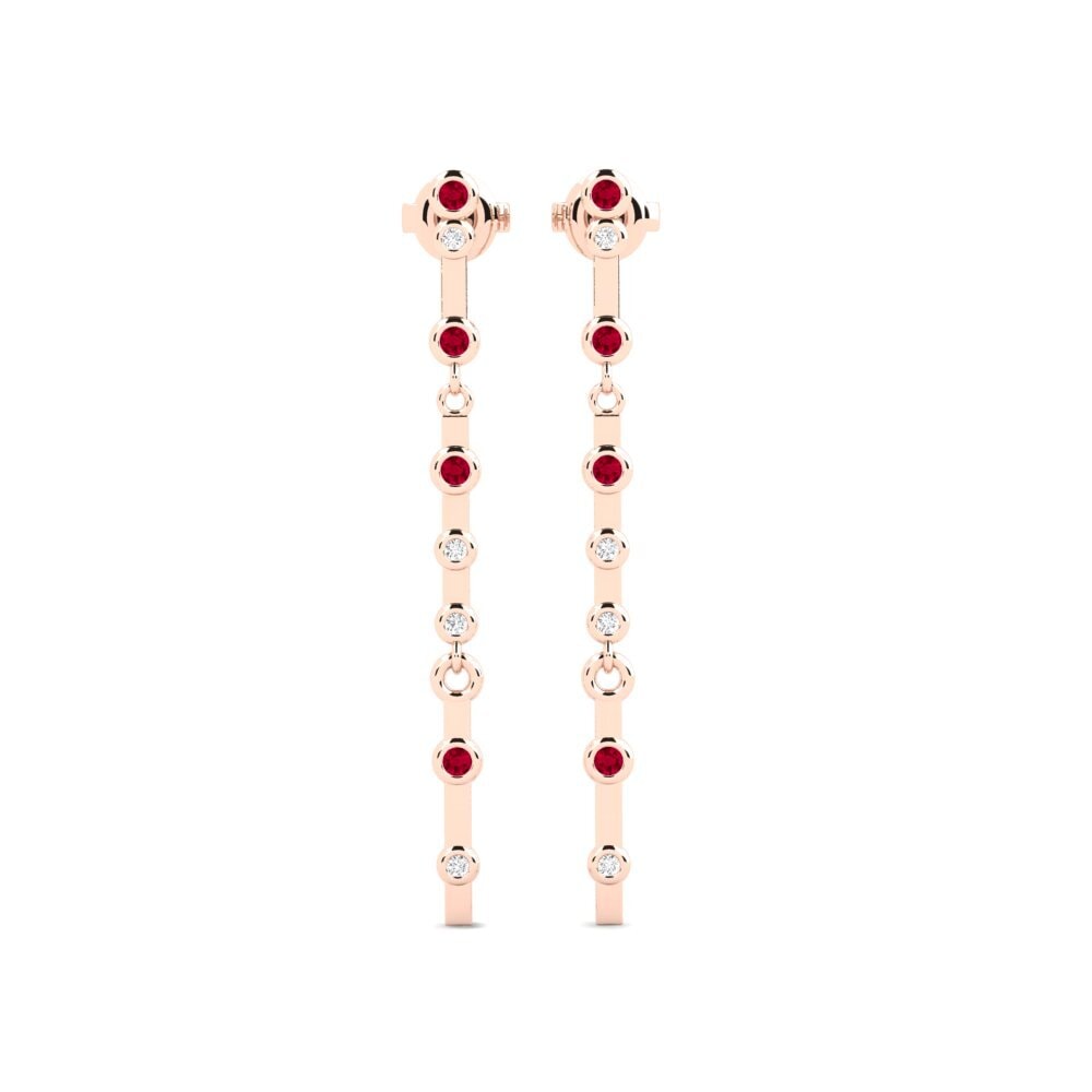 14ct Rose Gold Ruby Women's Earring Bolla