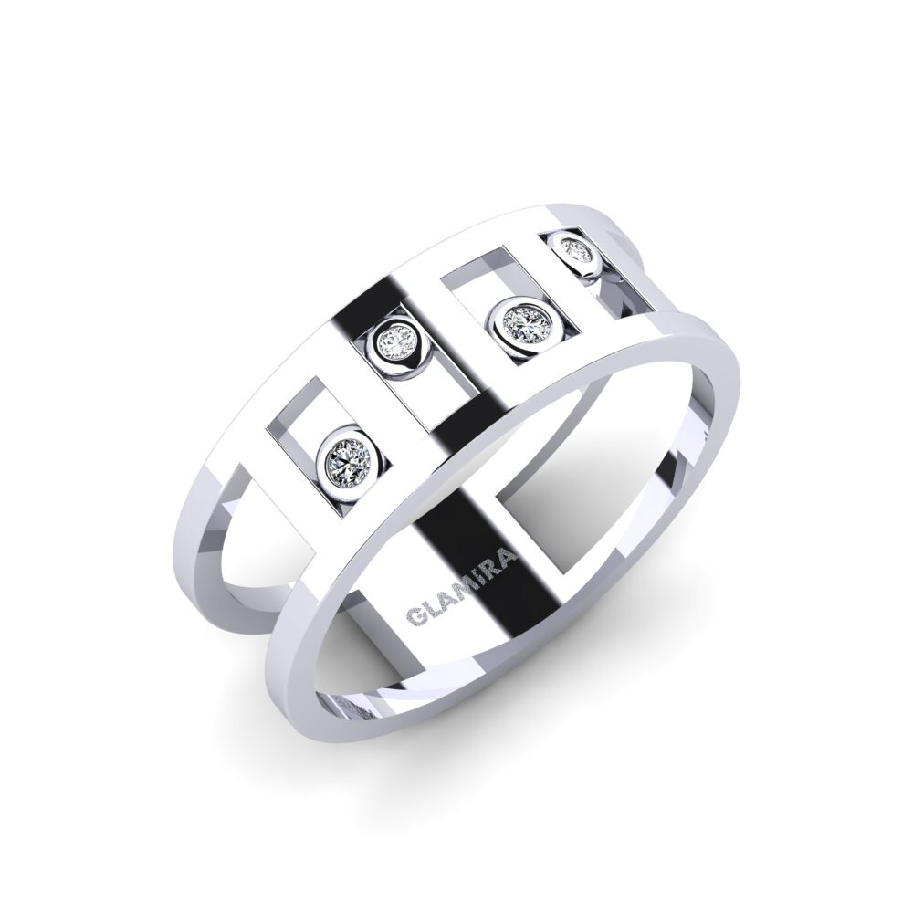18ct White Gold Zirconia Ring Borrel