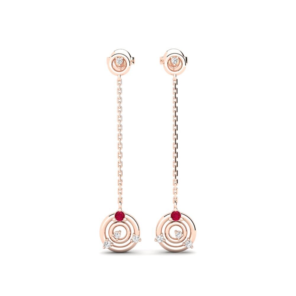14ct Rose Gold Ruby Women's Earring Bougy