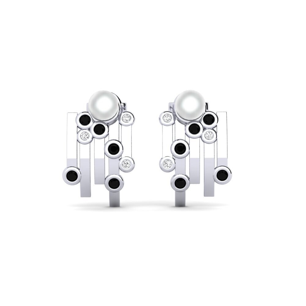 950 Platinum Black Sapphire Women's Earring Boul