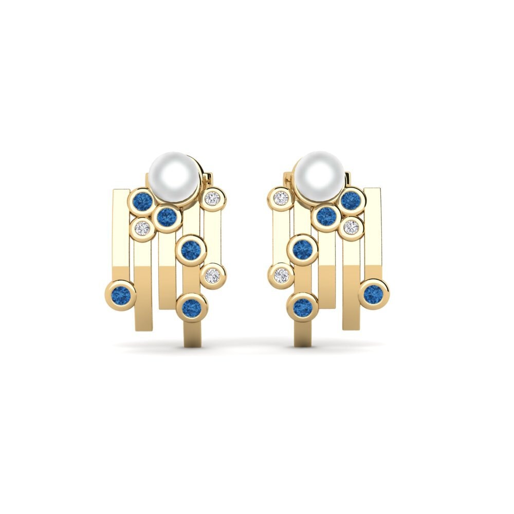 Dark Blue Zirconia Women's Earring Boul