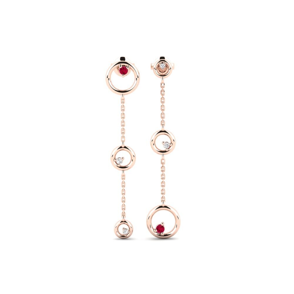 14ct Rose Gold Ruby Women's Earring Buhler