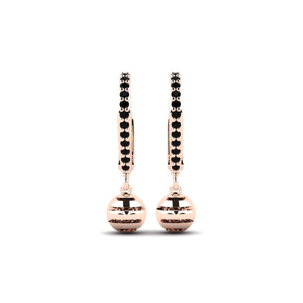 14ct Rose Gold Black Onyx Women's Earring Carltoun