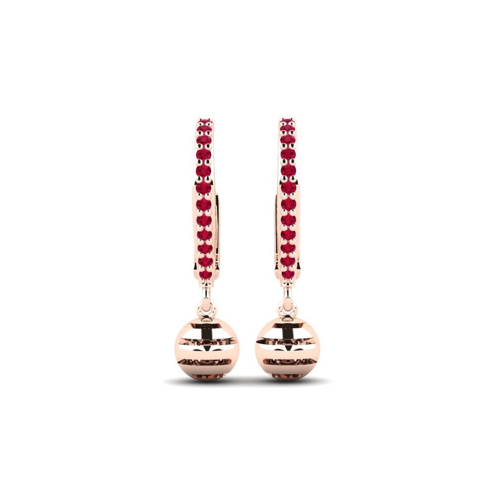 14ct Rose Gold Ruby Women's Earring Carltoun