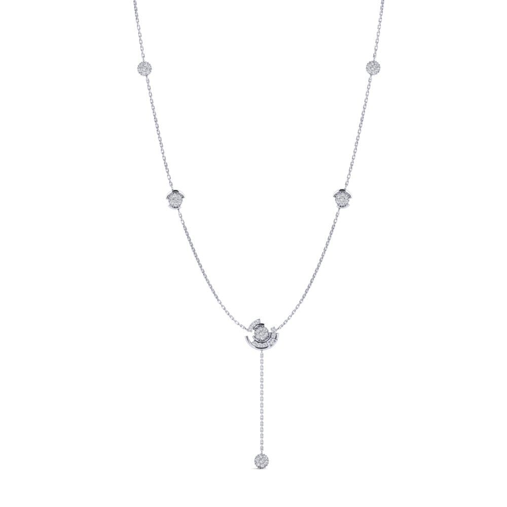 14k White Gold Diamond Women's Necklace Causal
