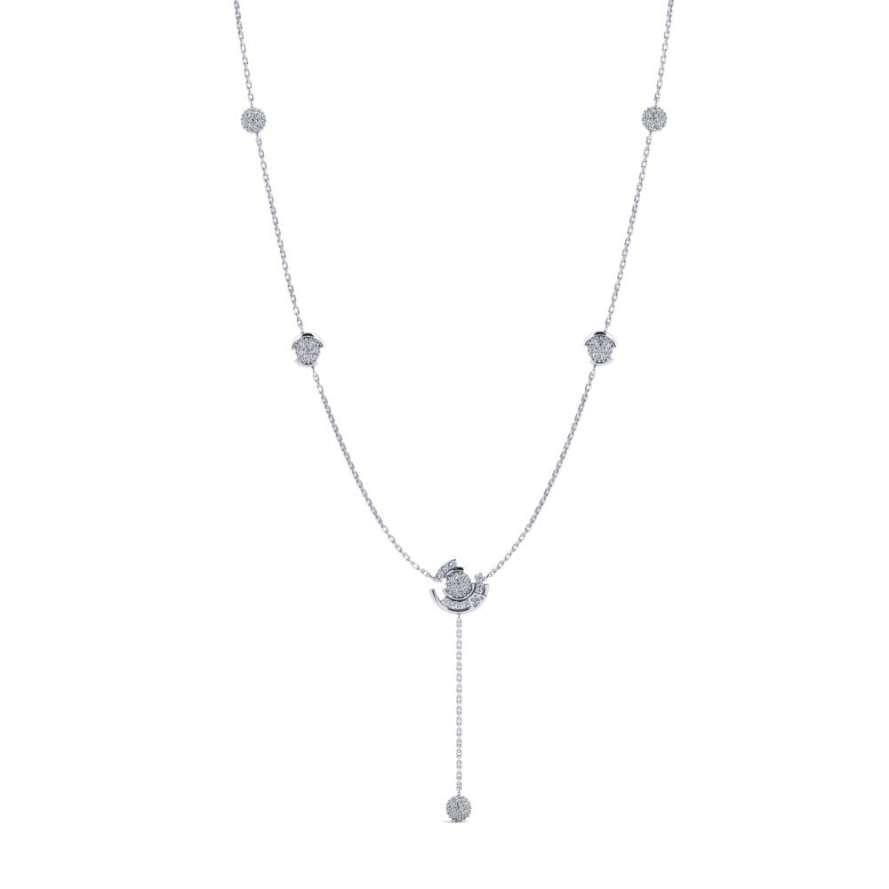 18ct White Gold Zirconia Women's Necklace Causal
