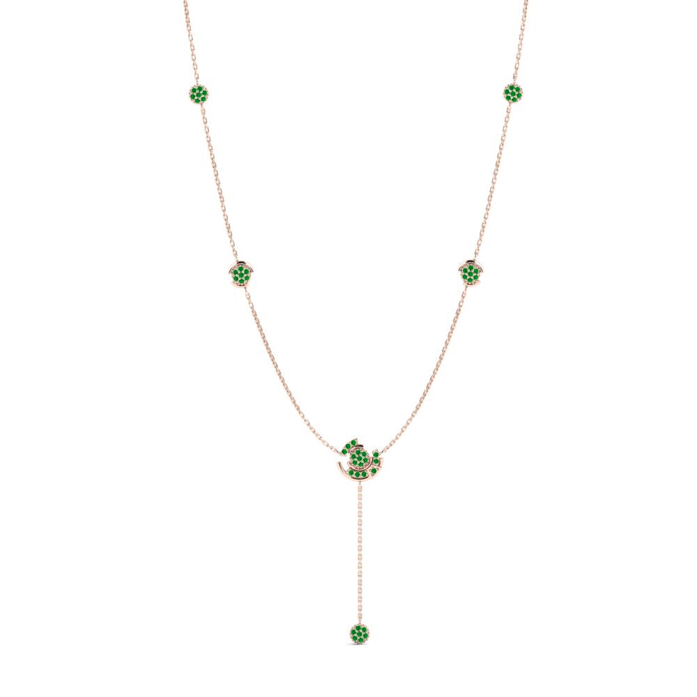 14ct Rose Gold Emerald Women's Necklace Causal