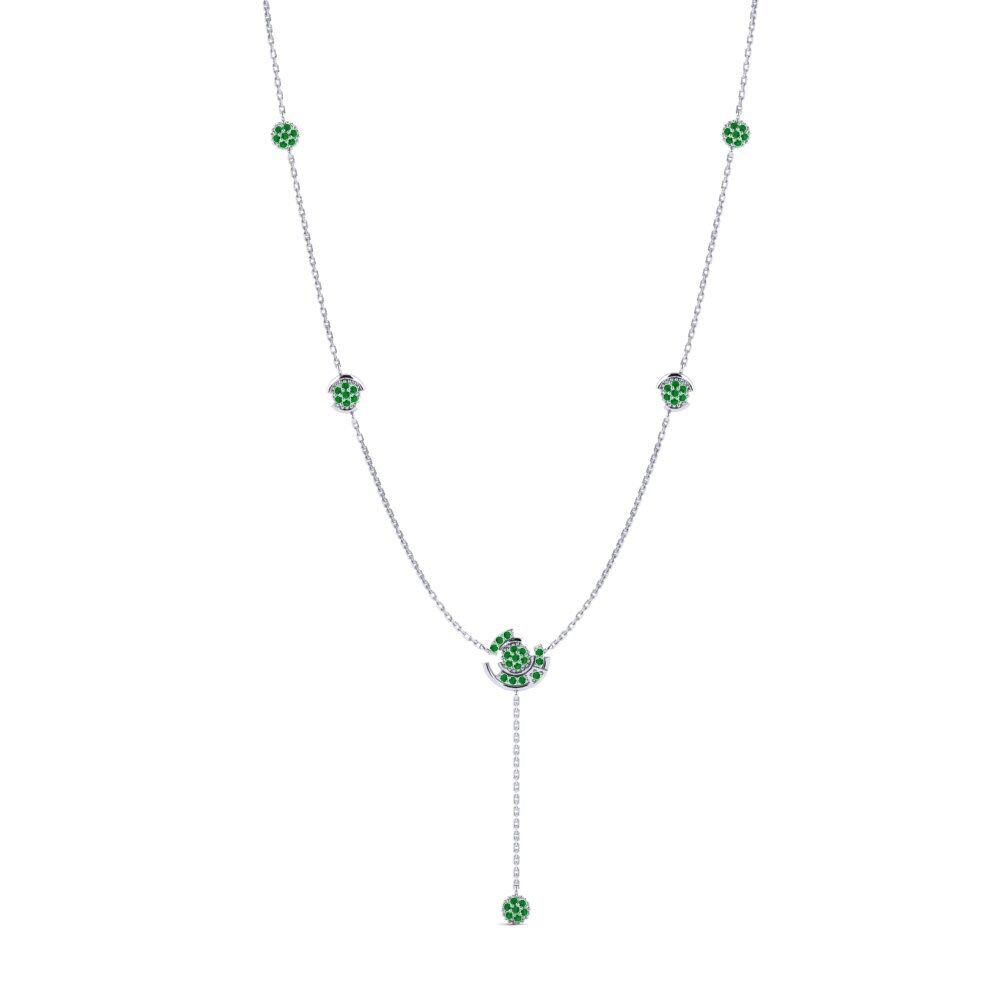 9ct White Gold Emerald Women's Necklace Causal