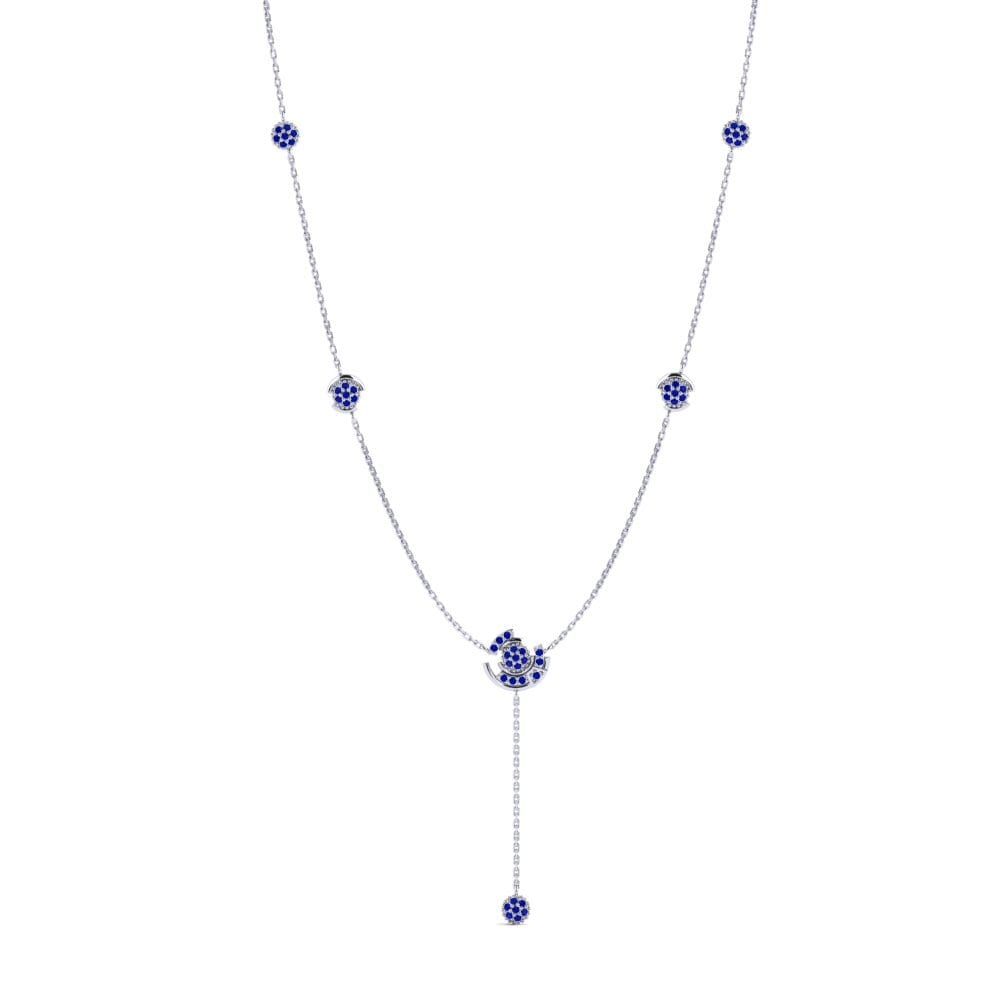 14ct White Gold Sapphire Women's Necklace Causal