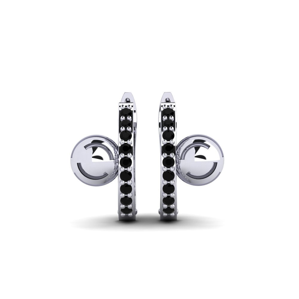 950 Platinum Black Sapphire Women's Earring Cavendish