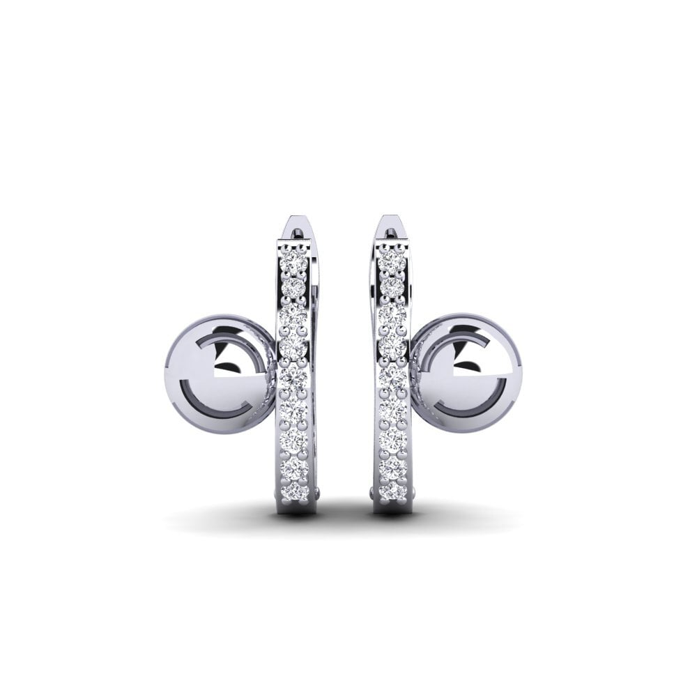 14k White Gold Diamond Women's Earring Cavendish