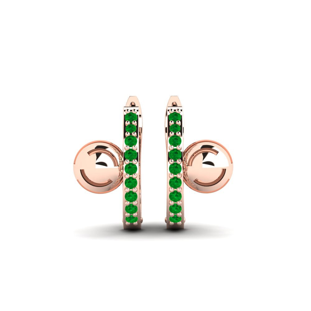 14ct Rose Gold Emerald Women's Earring Cavendish