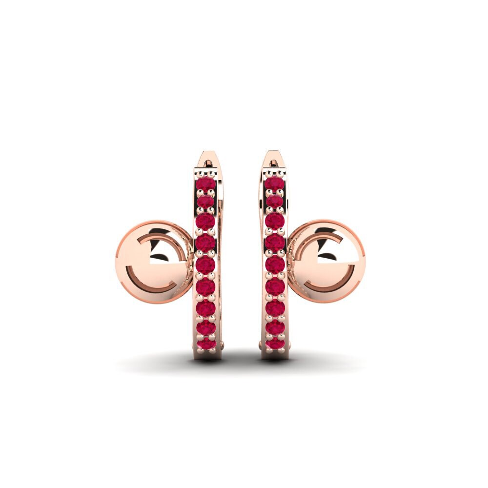 14ct Rose Gold Ruby Women's Earring Cavendish