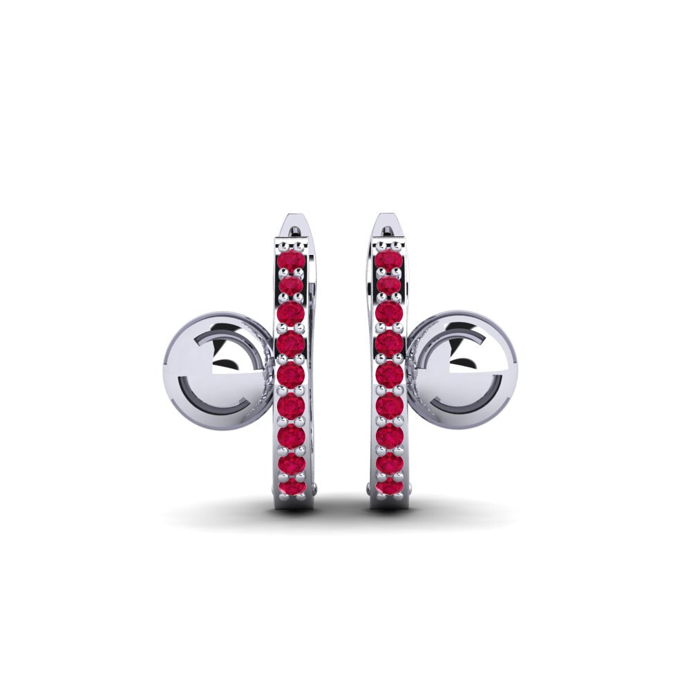 950 Platinum Ruby Women's Earring Cavendish