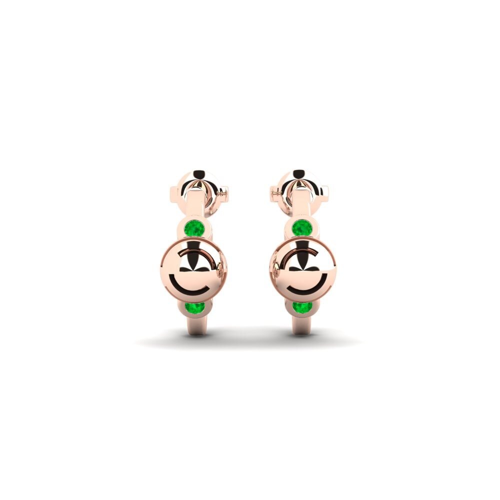 14ct Rose Gold Emerald Women's Earring Caxtonda
