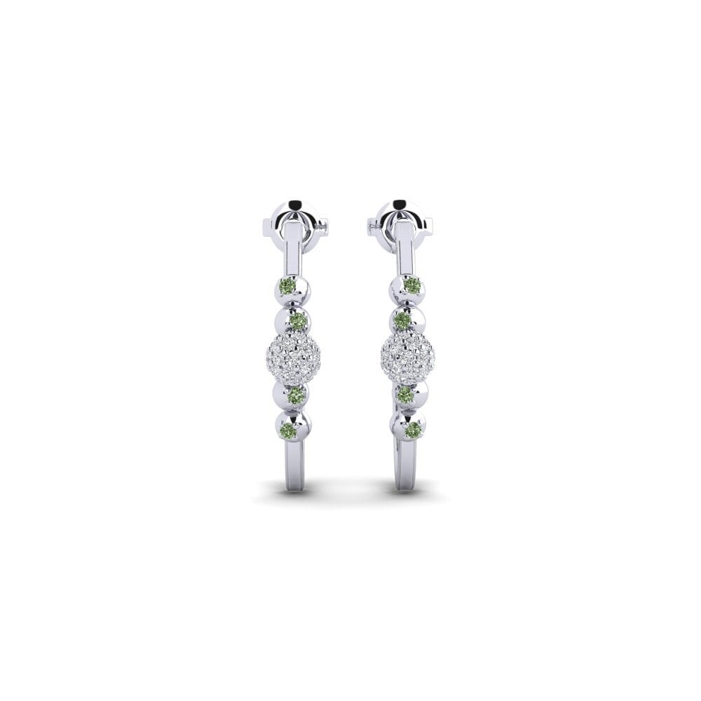 950 Platinum Green Diamond Women's Earring Cedame
