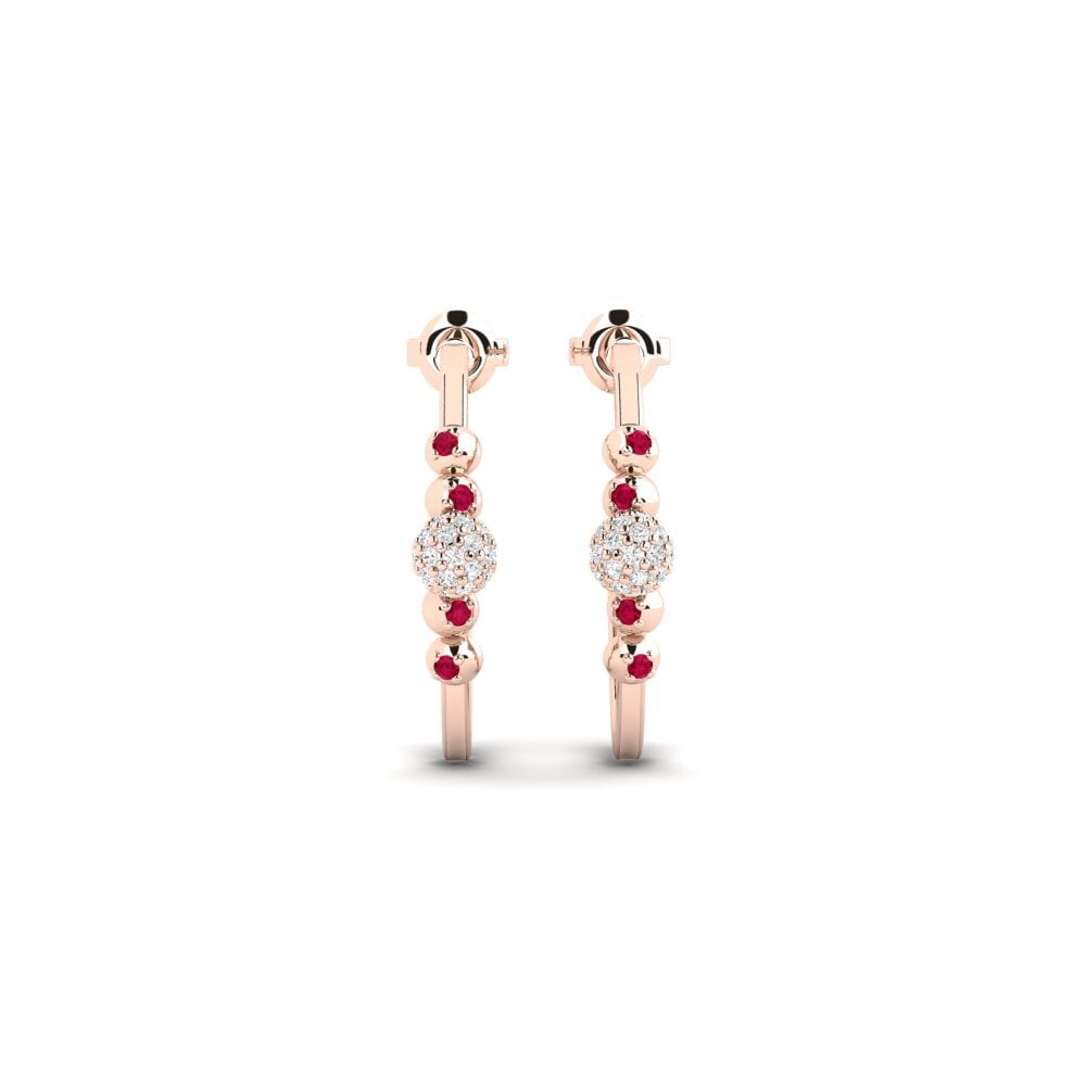 14ct Rose Gold Ruby Women's Earring Cedame