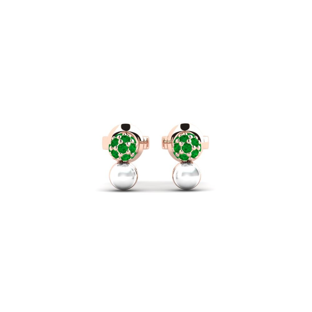 14ct Rose Gold Emerald Women's Earring Chilton