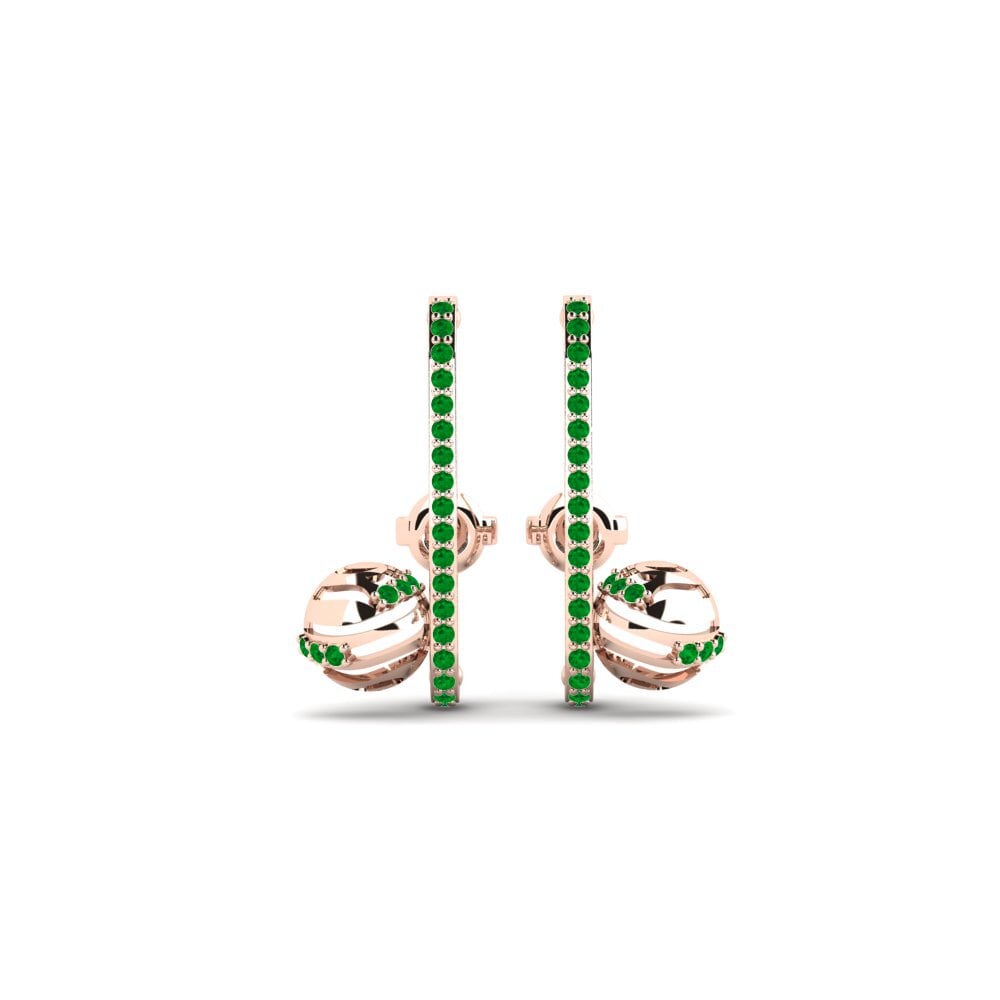 14ct Rose Gold Emerald Women's Earring Chokwadi