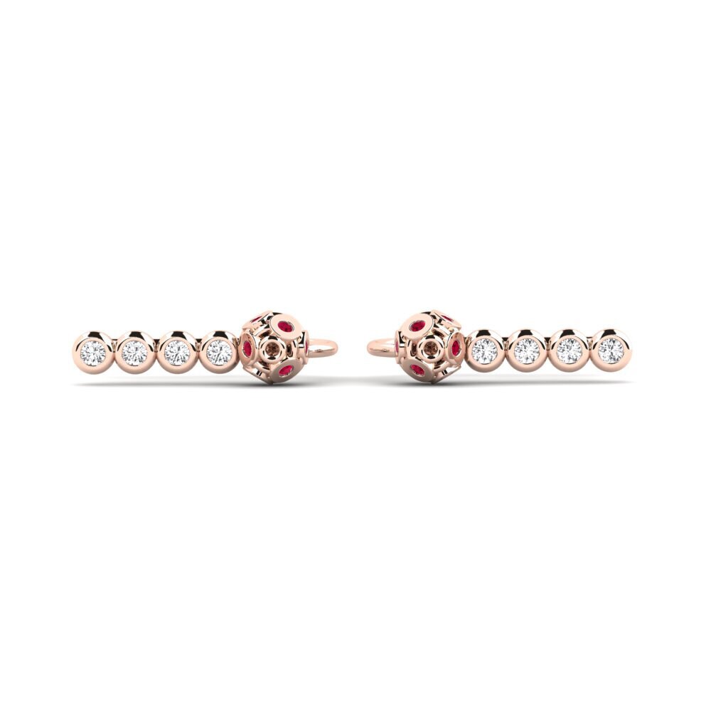 14ct Rose Gold Ruby Women's Earring Cobden