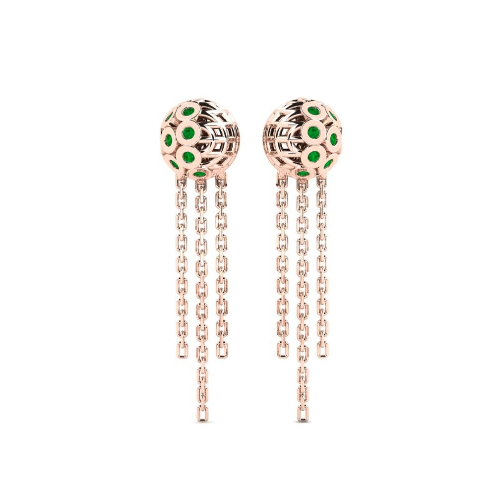 14ct Rose Gold Emerald Women's Earring Coleman