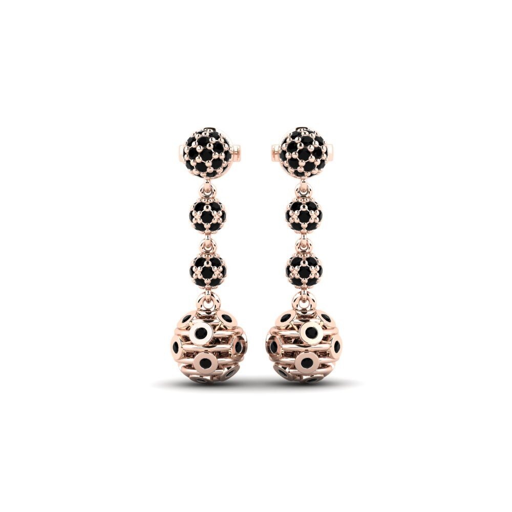 14ct Rose Gold Black Onyx Women's Earring Compayne