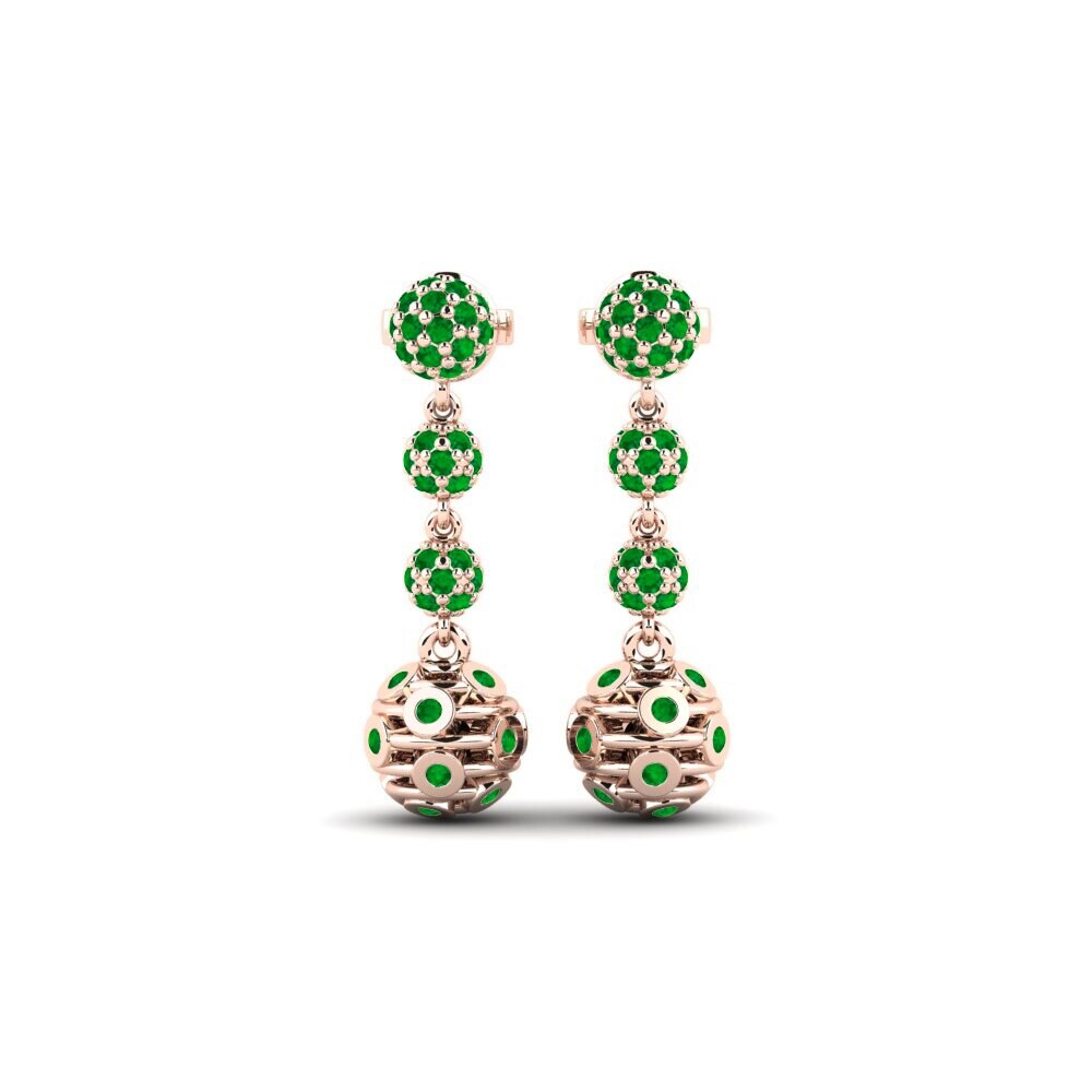 14ct Rose Gold Emerald Women's Earring Compayne