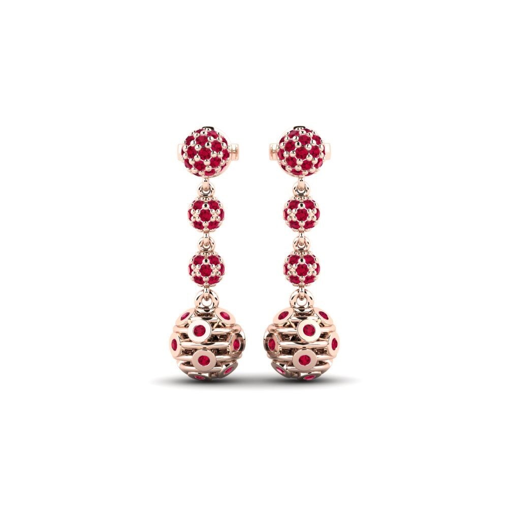 14ct Rose Gold Ruby Women's Earring Compayne