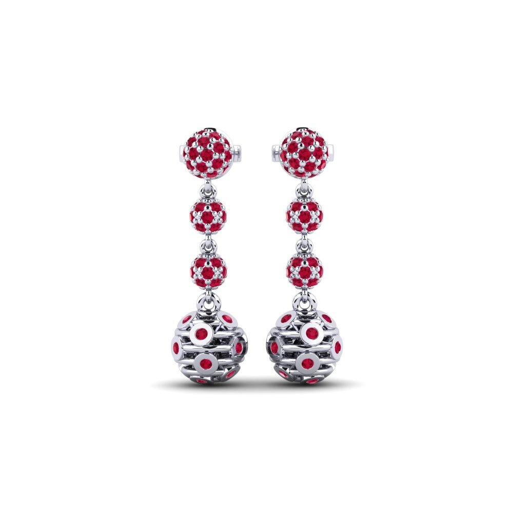 950 Platinum Ruby Women's Earring Compayne