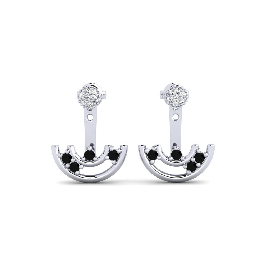 950 Platinum Black Onyx Women's Earring Convolutiones