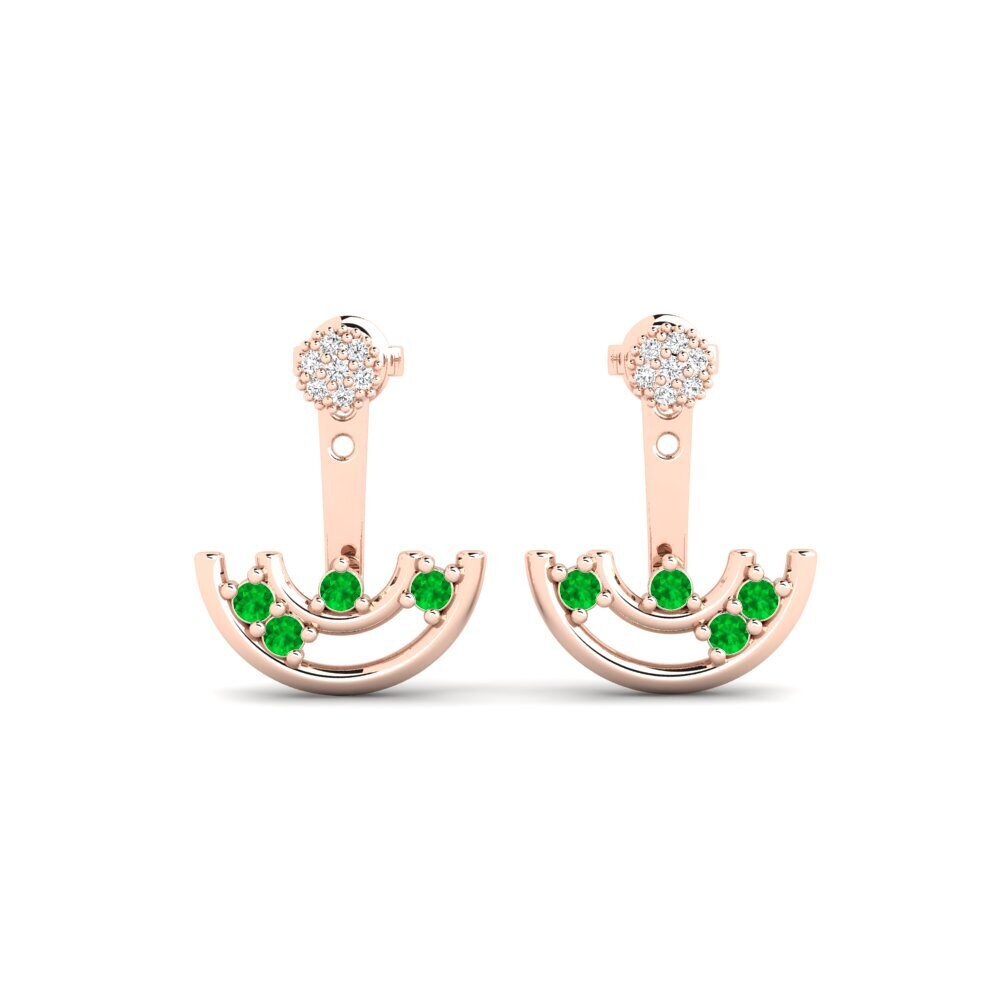 14ct Rose Gold Emerald Women's Earring Convolutiones