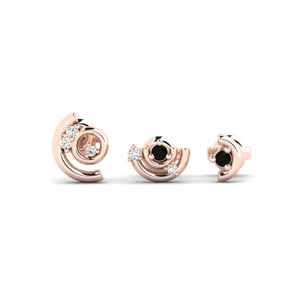 14ct Rose Gold Black Onyx Women's Earring Corbeyrier - SET