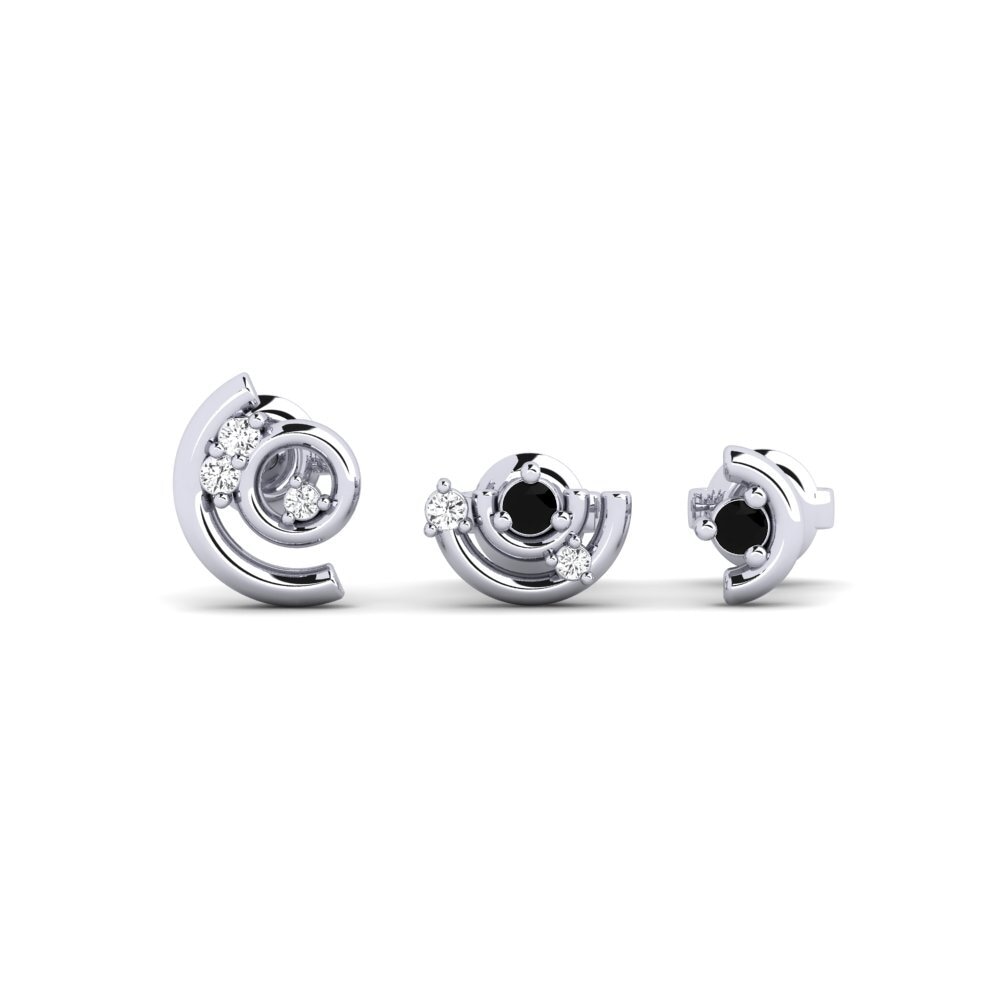 950 Platinum Black Sapphire Women's Earring Corbeyrier - SET