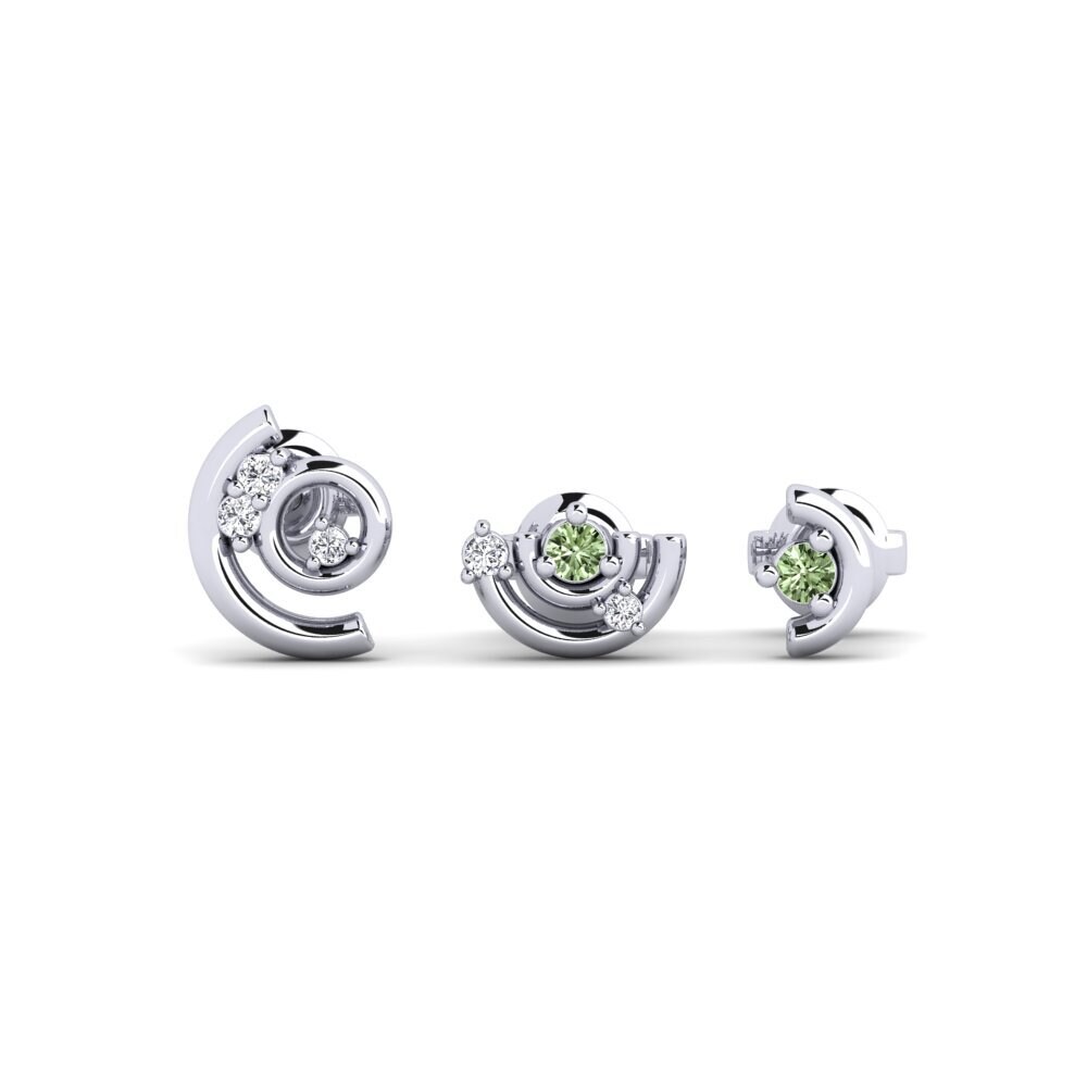 950 Platinum Green Diamond Women's Earring Corbeyrier - SET