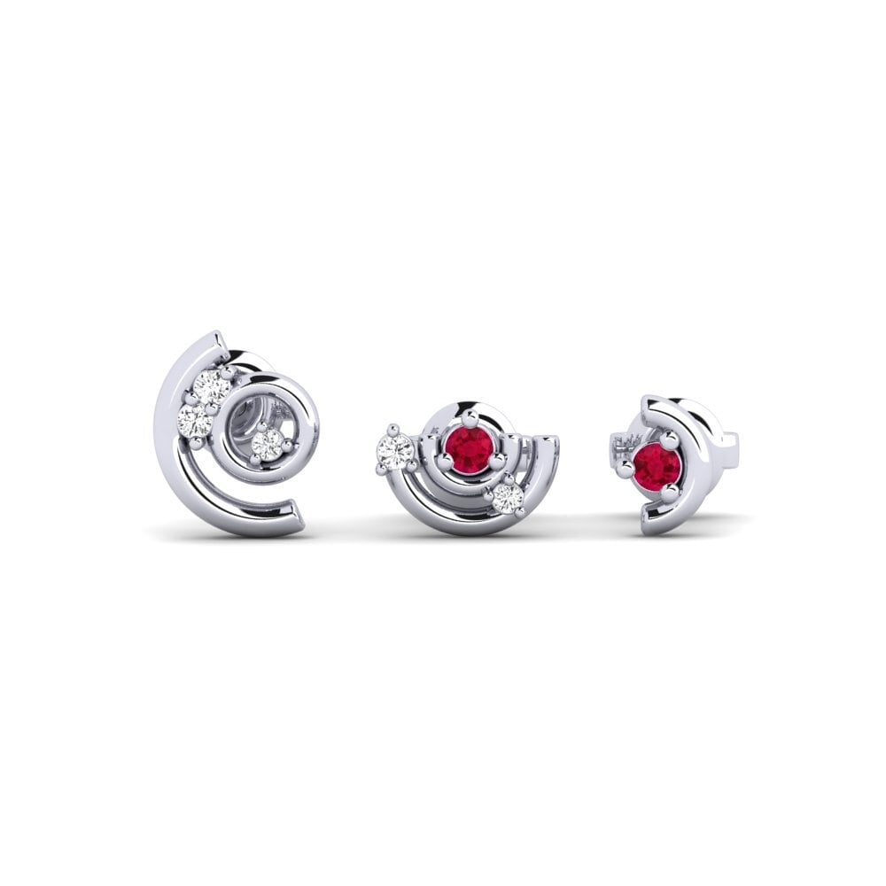 950 Platinum Ruby Women's Earring Corbeyrier - SET