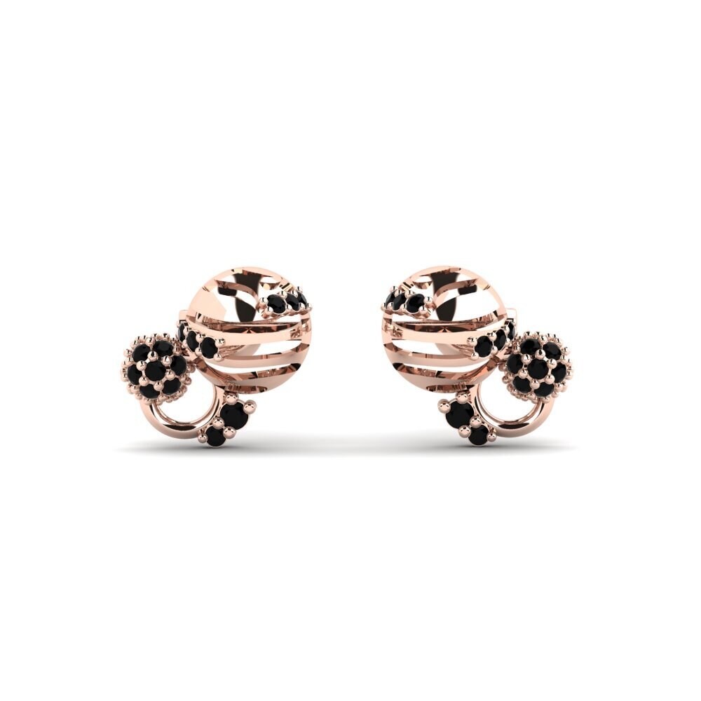 14ct Rose Gold Black Onyx Women's Earring Estrelas