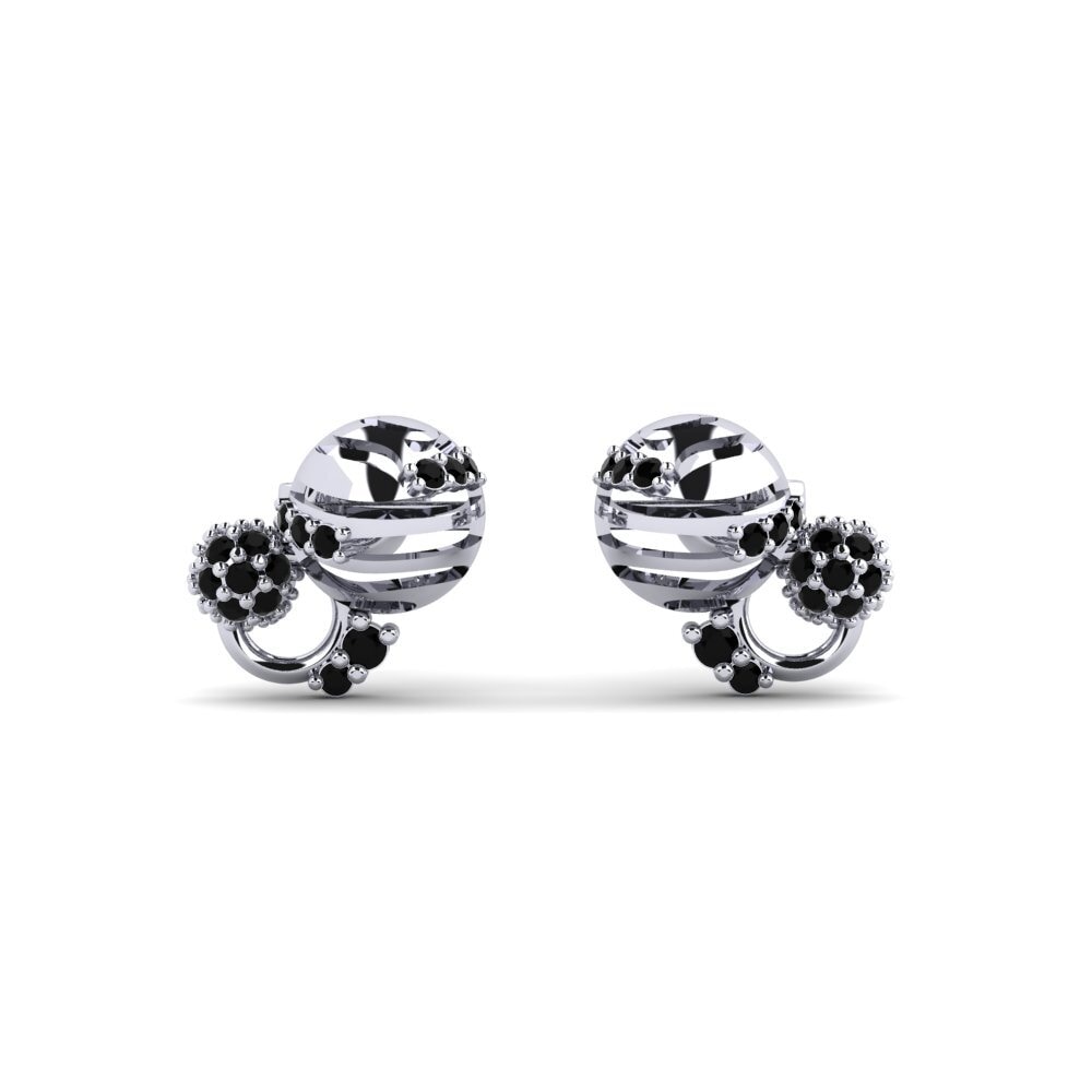 950 Platinum Black Sapphire Women's Earring Estrelas