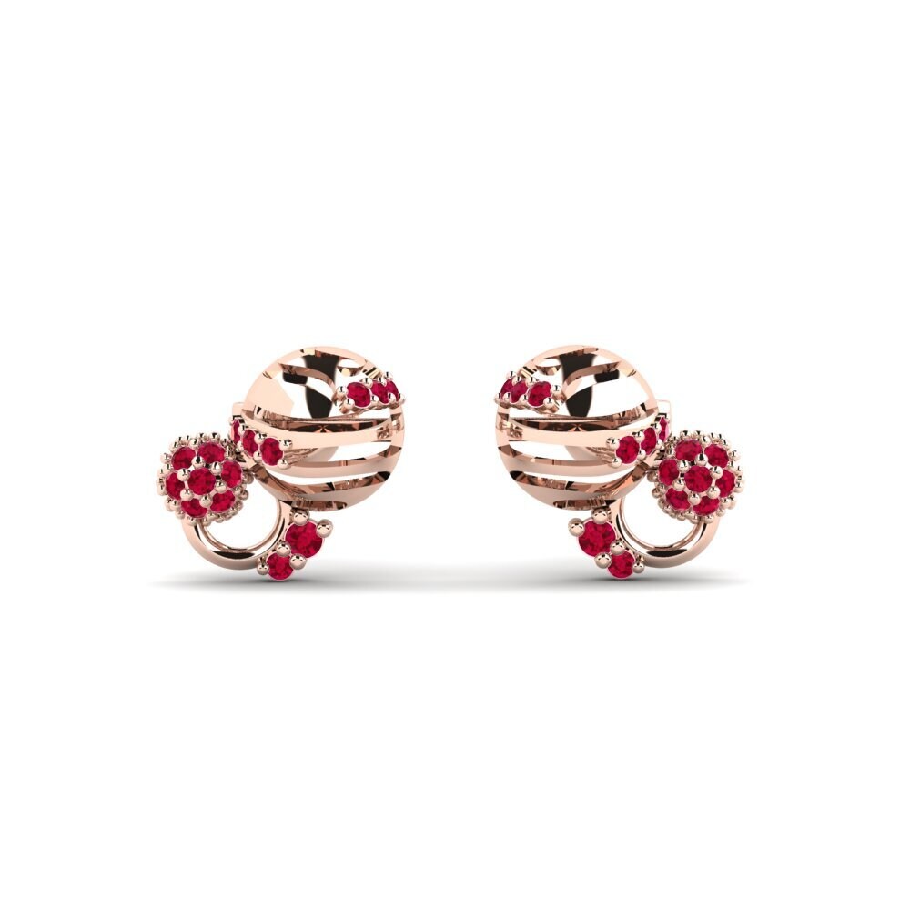 14ct Rose Gold Ruby Women's Earring Estrelas