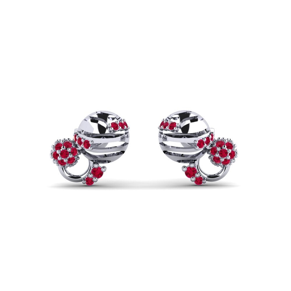 950 Platinum Ruby Women's Earring Estrelas