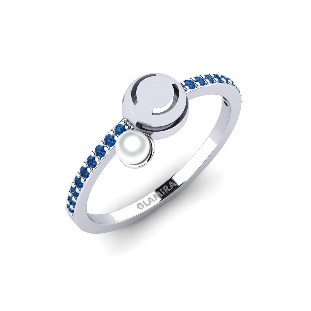 950 Palladium Dark Blue Zirconia Ring Fludyer
