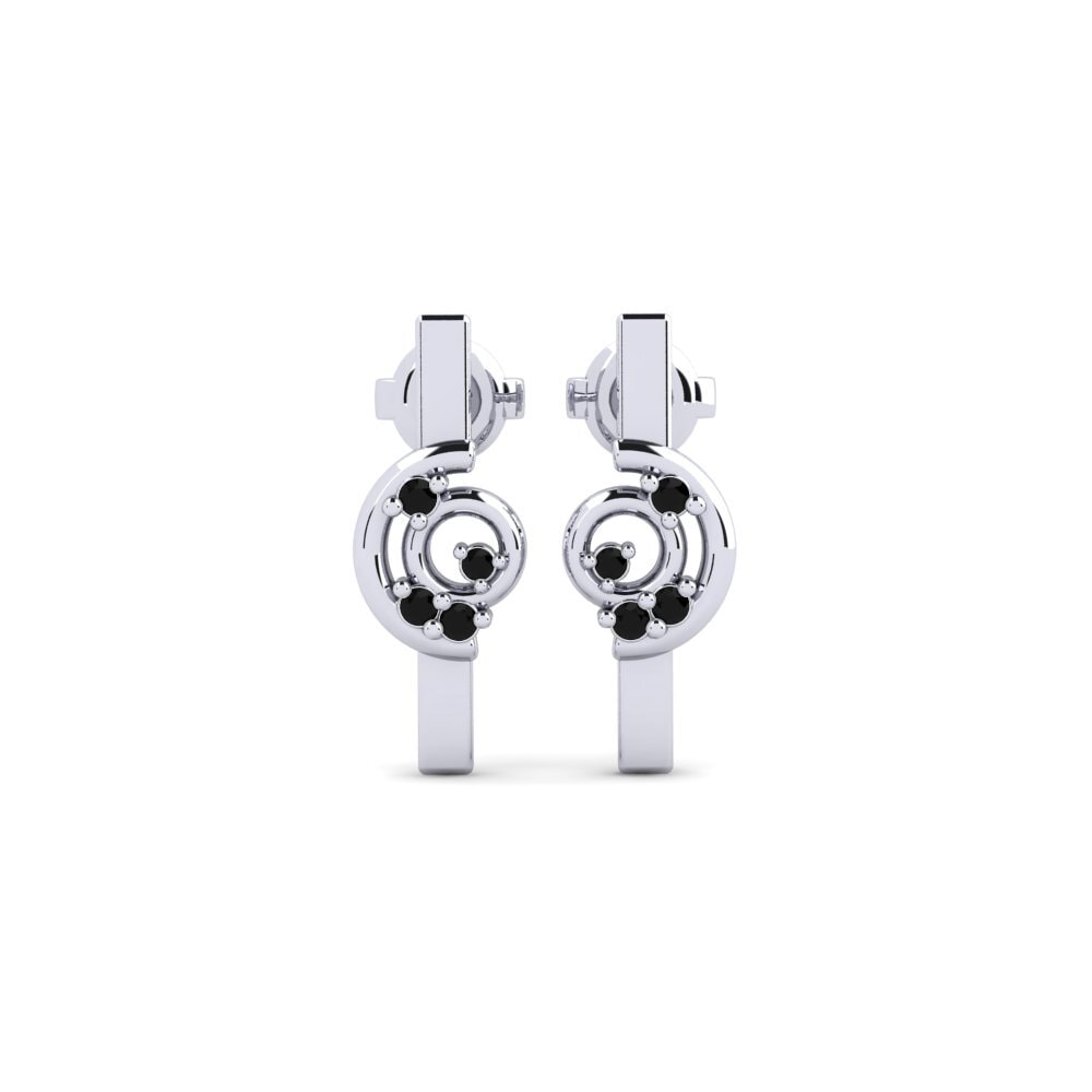 950 Platinum Black Sapphire Women's Earring Gallen