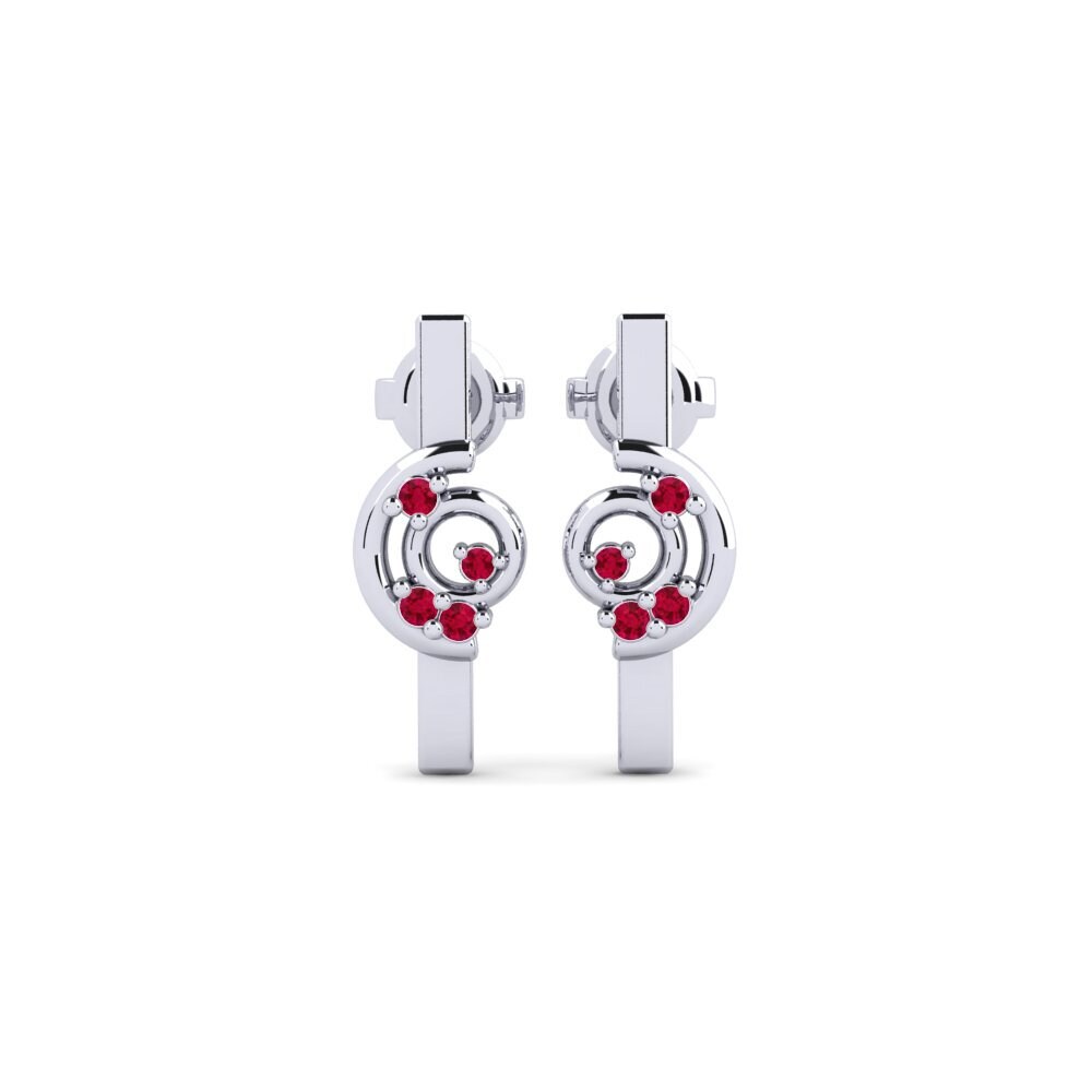950 Platinum Ruby Women's Earring Gallen