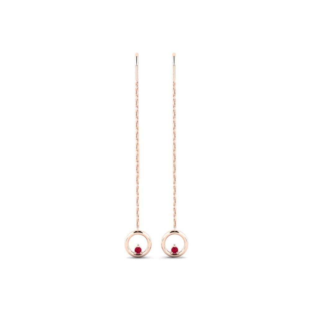 14ct Rose Gold Ruby Women's Earring Gistwad