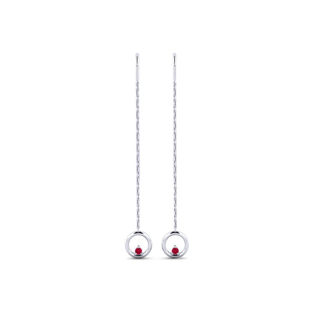 950 Platinum Ruby Women's Earring Gistwad