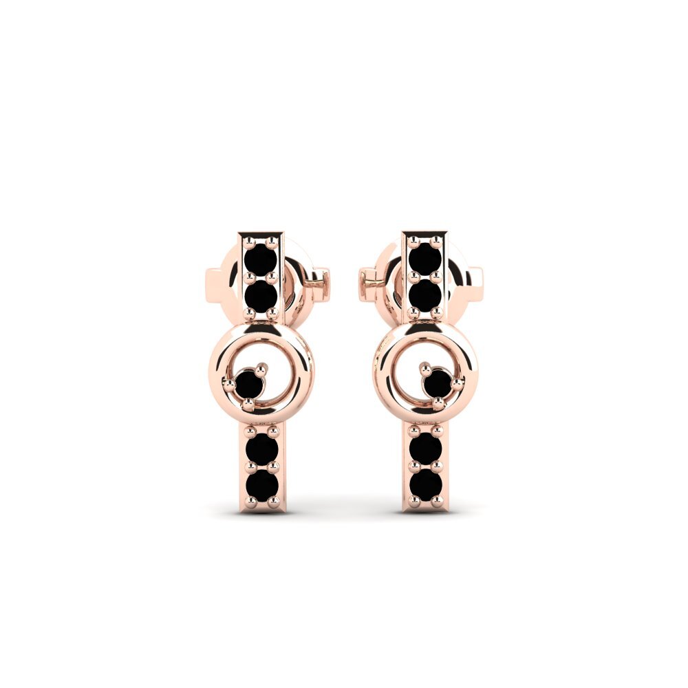 14ct Rose Gold Black Onyx Women's Earring Grindelwald