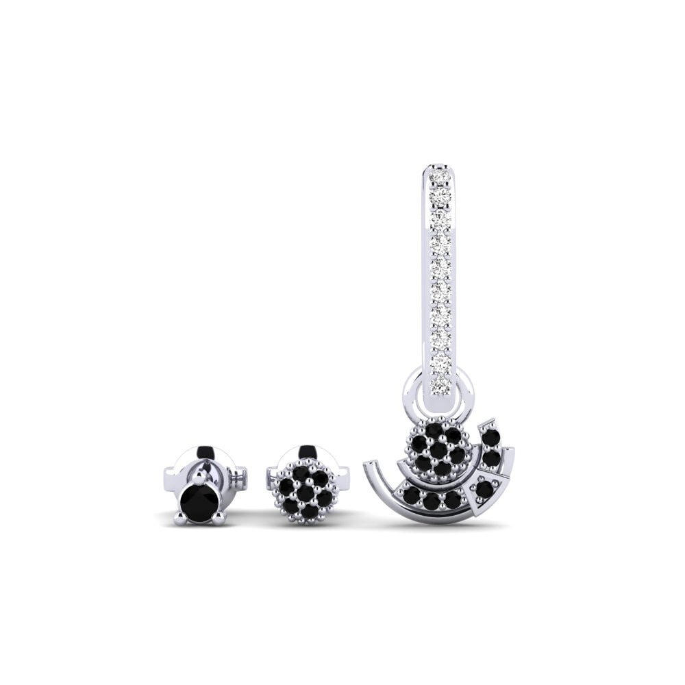 950 Platinum Black Onyx Women's Earring Gruyeres - SET
